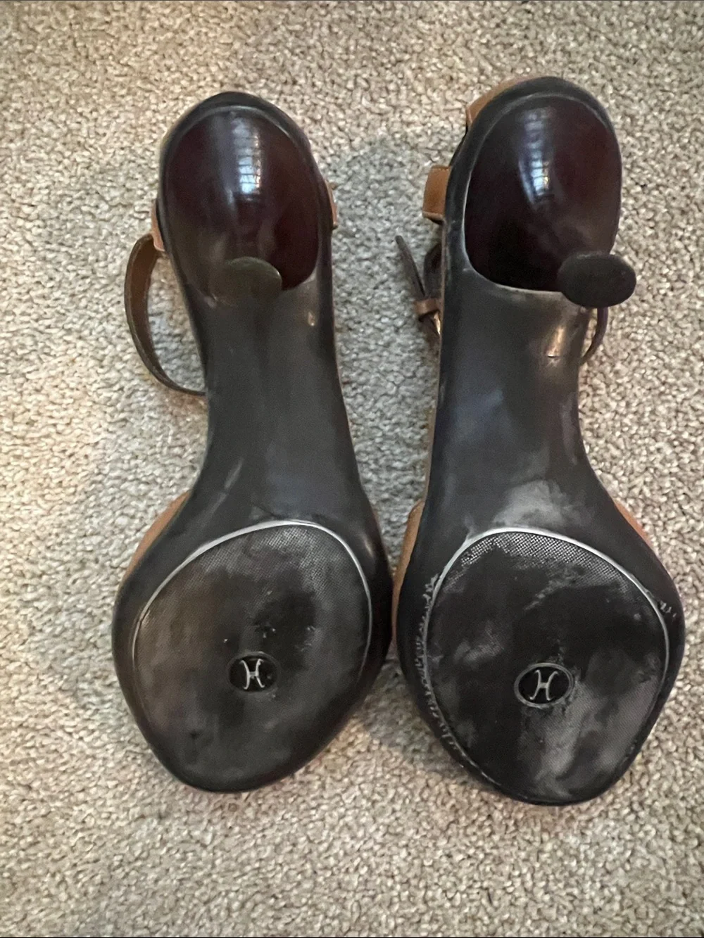 Cole Haan Lexa Toast Brown Leather Buckle Ankle-Strap Sandals. 7.5. EUC